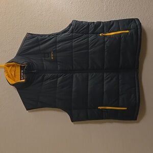 Ororo Men’s Green Quilted Vest with Yellow Trim